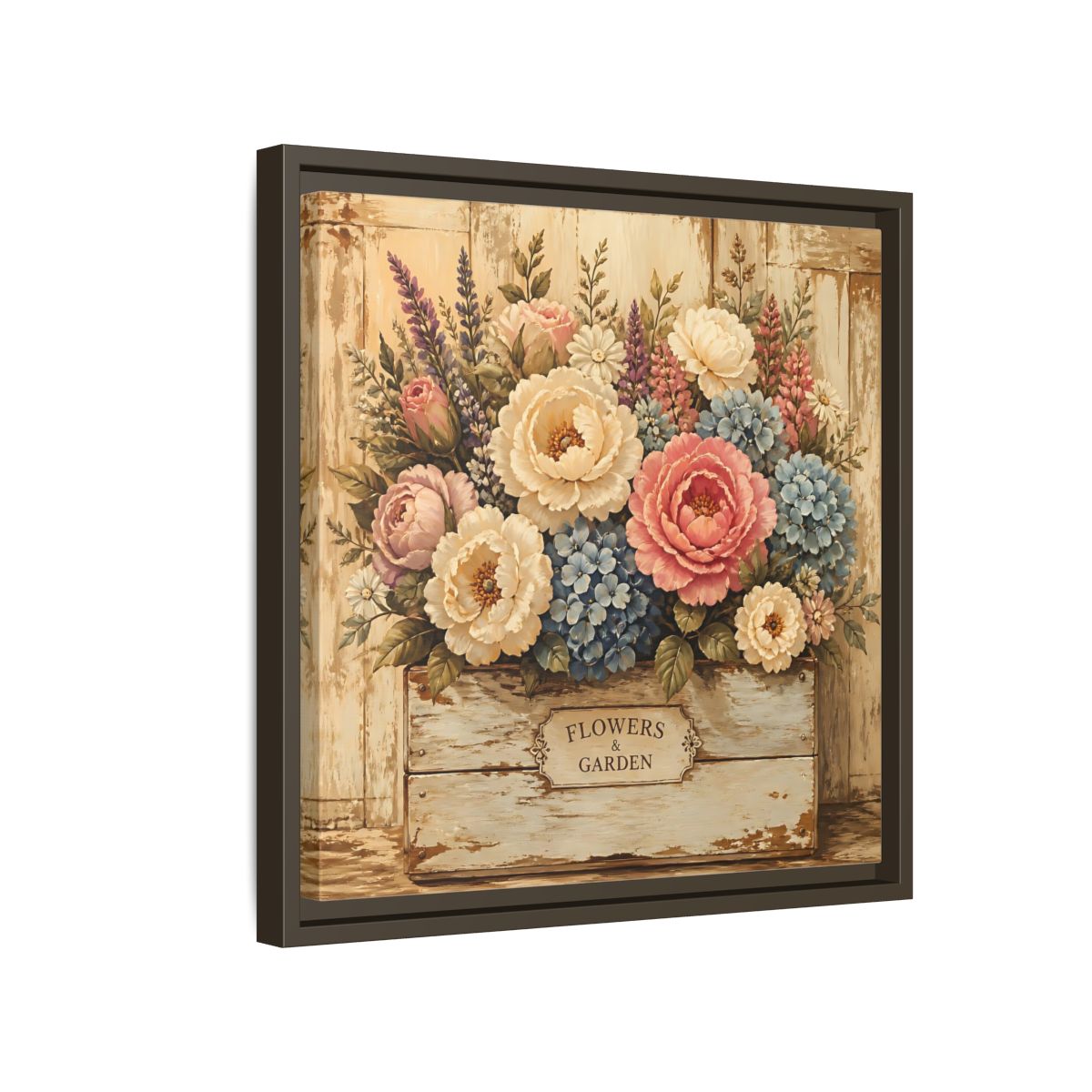 Side Mockup 14. Floral Flower Bouquet Shabby Chic Flowers shown as stretched canvas wall art