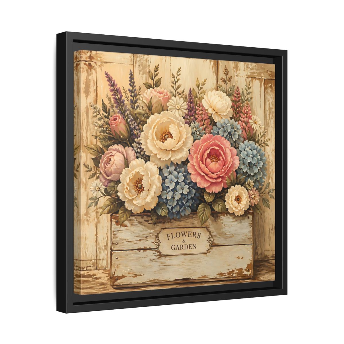 Side Mockup 32. Floral Flower Bouquet Shabby Chic Flowers shown as stretched canvas wall art