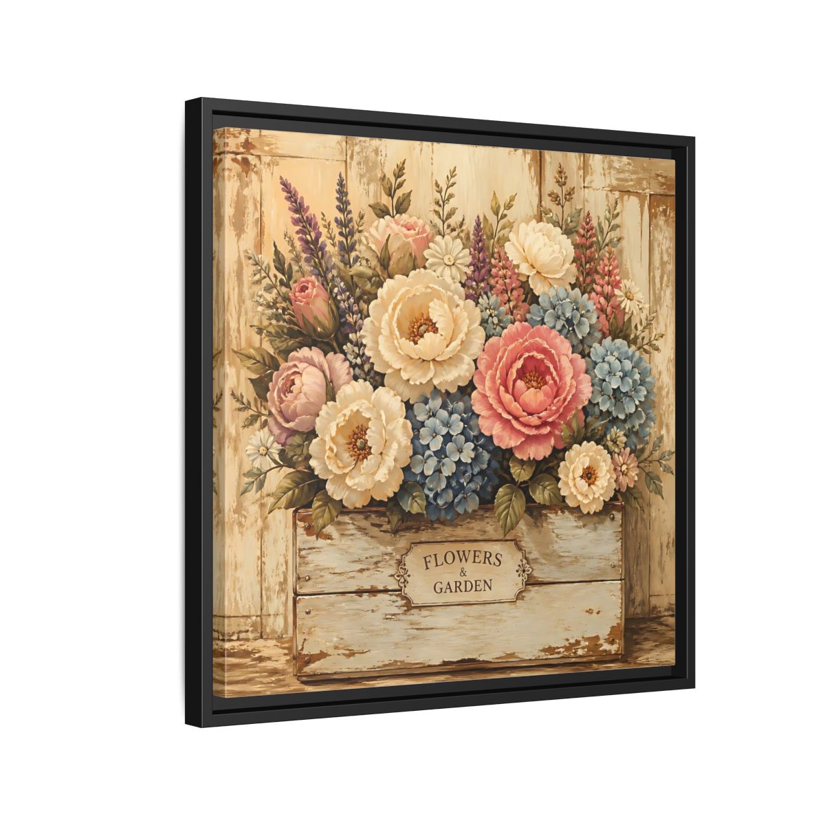 Side Mockup 12. Floral Flower Bouquet Shabby Chic Flowers shown as stretched canvas wall art