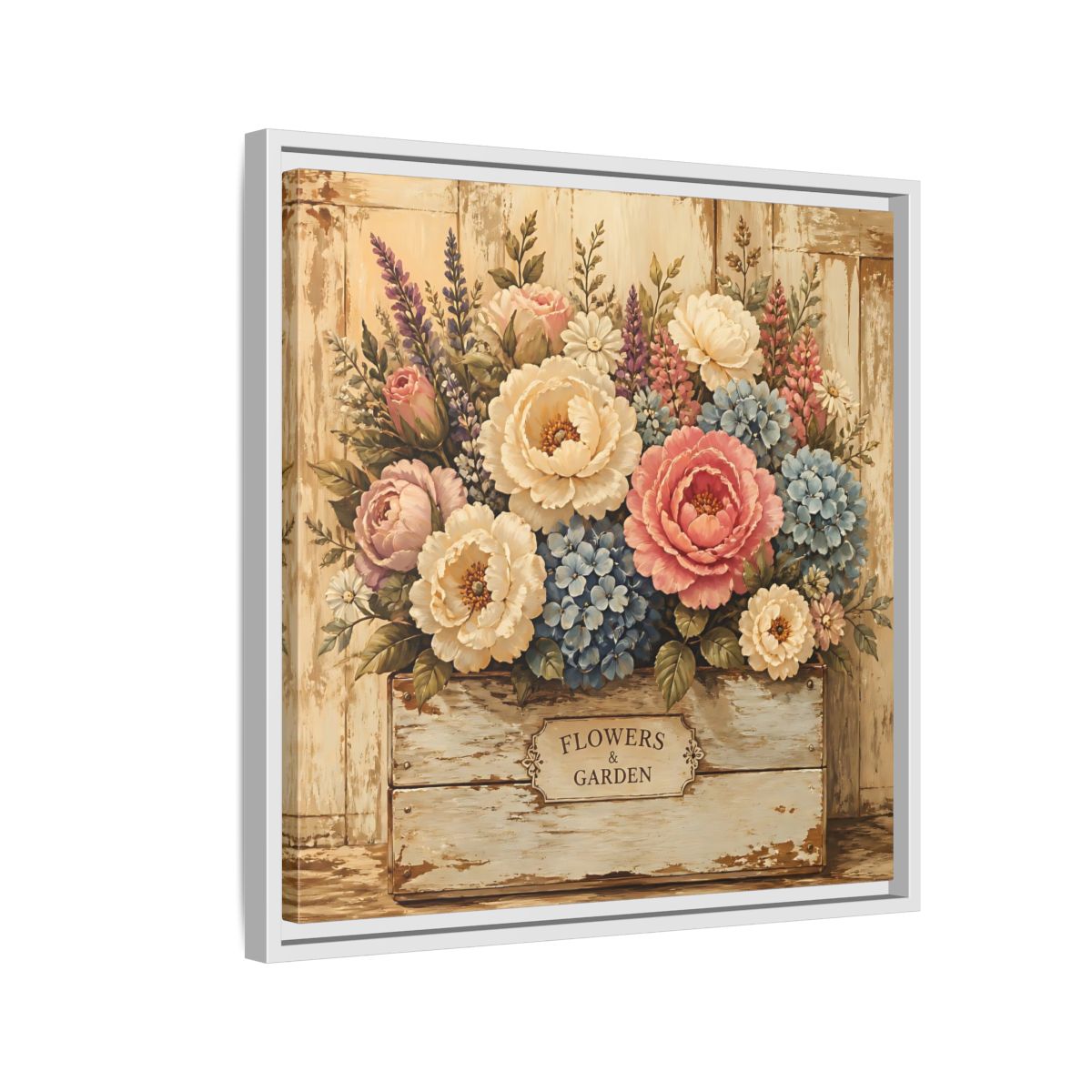 Side Mockup 10. Floral Flower Bouquet Shabby Chic Flowers shown as stretched canvas wall art