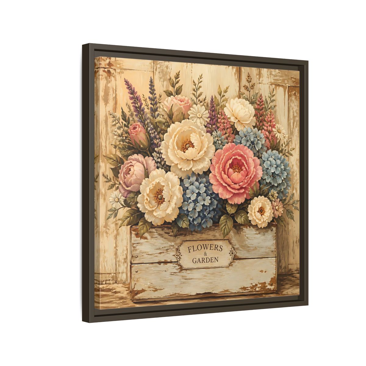 Side Mockup 11. Floral Flower Bouquet Shabby Chic Flowers shown as stretched canvas wall art