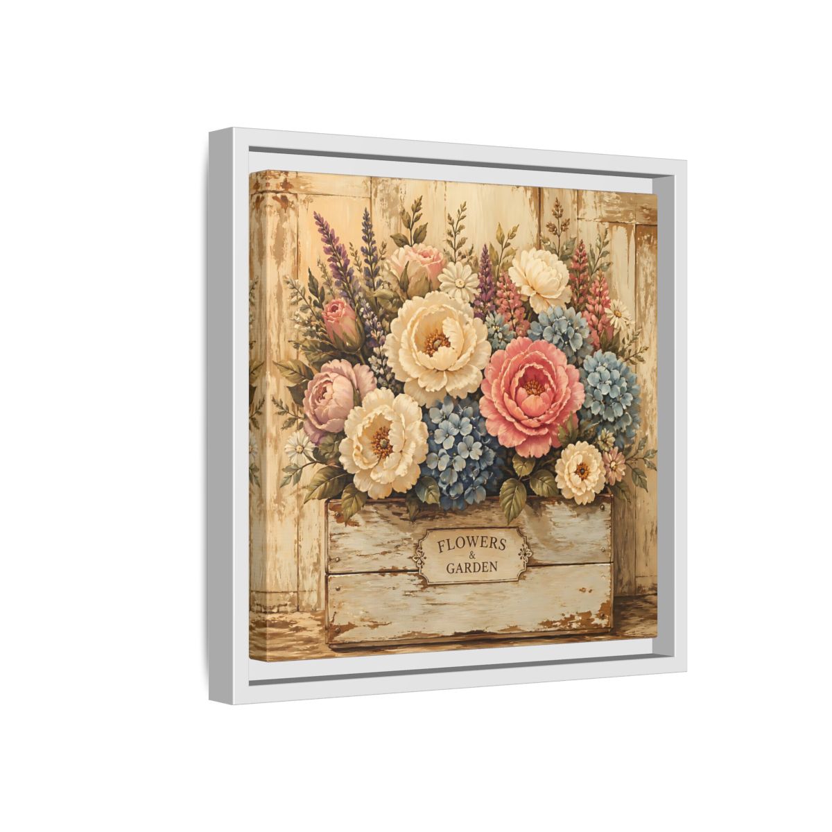 Side Mockup 16. Floral Flower Bouquet Shabby Chic Flowers shown as stretched canvas wall art
