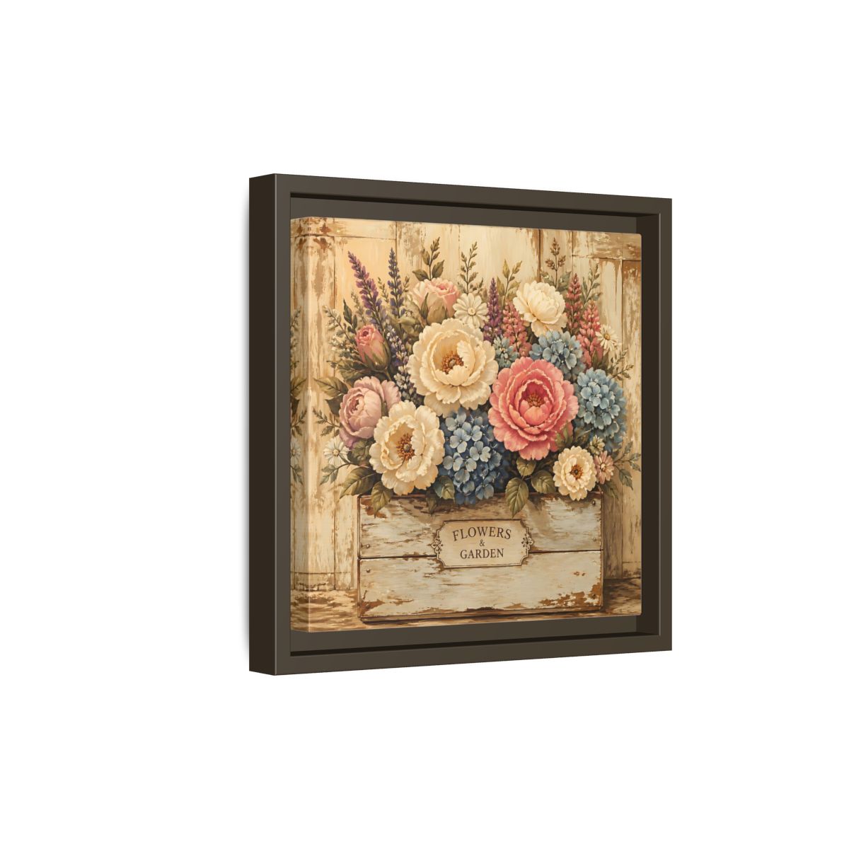 Side Mockup 20. Floral Flower Bouquet Shabby Chic Flowers shown as stretched canvas wall art