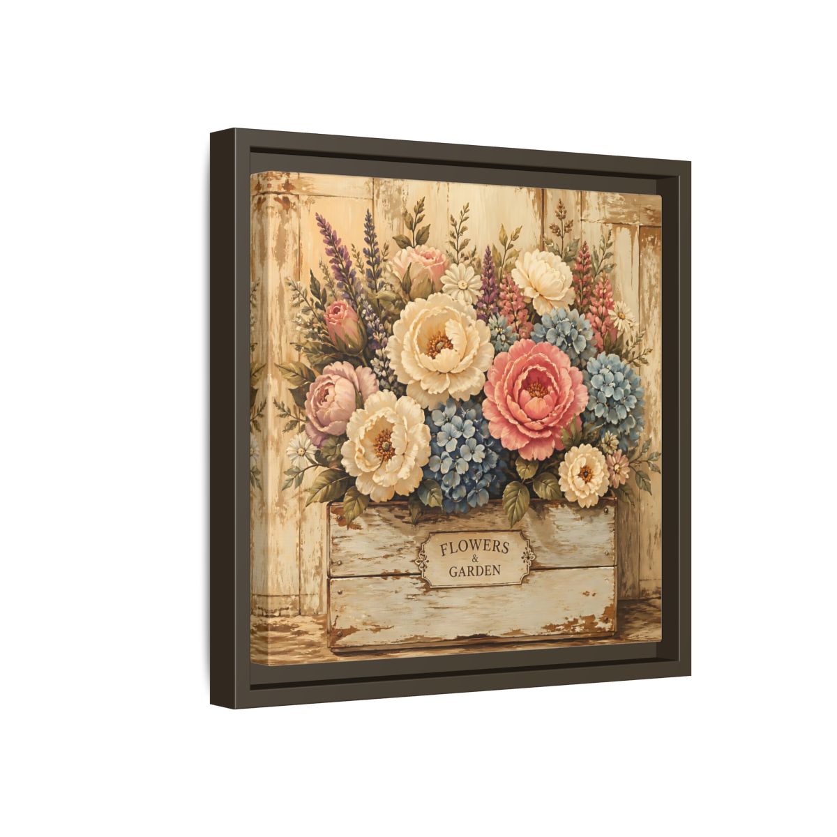 Side Mockup 17. Floral Flower Bouquet Shabby Chic Flowers shown as stretched canvas wall art
