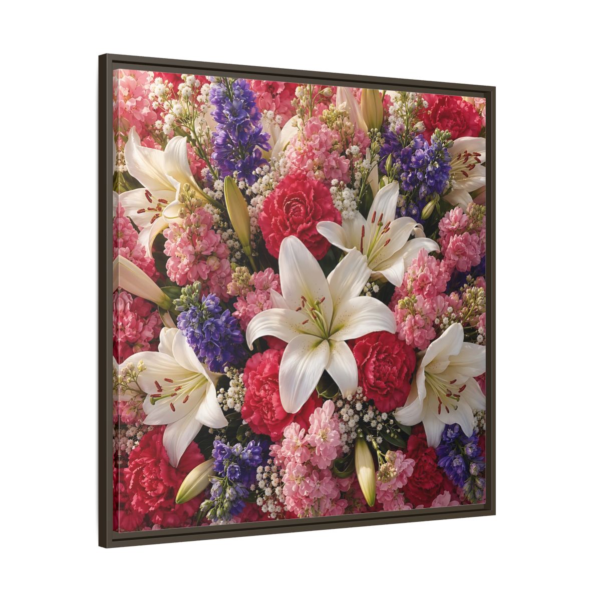 Main Mockup. Floral Flower Bouquet Vibrant Floral Bouquet shown as stretched canvas wall art
