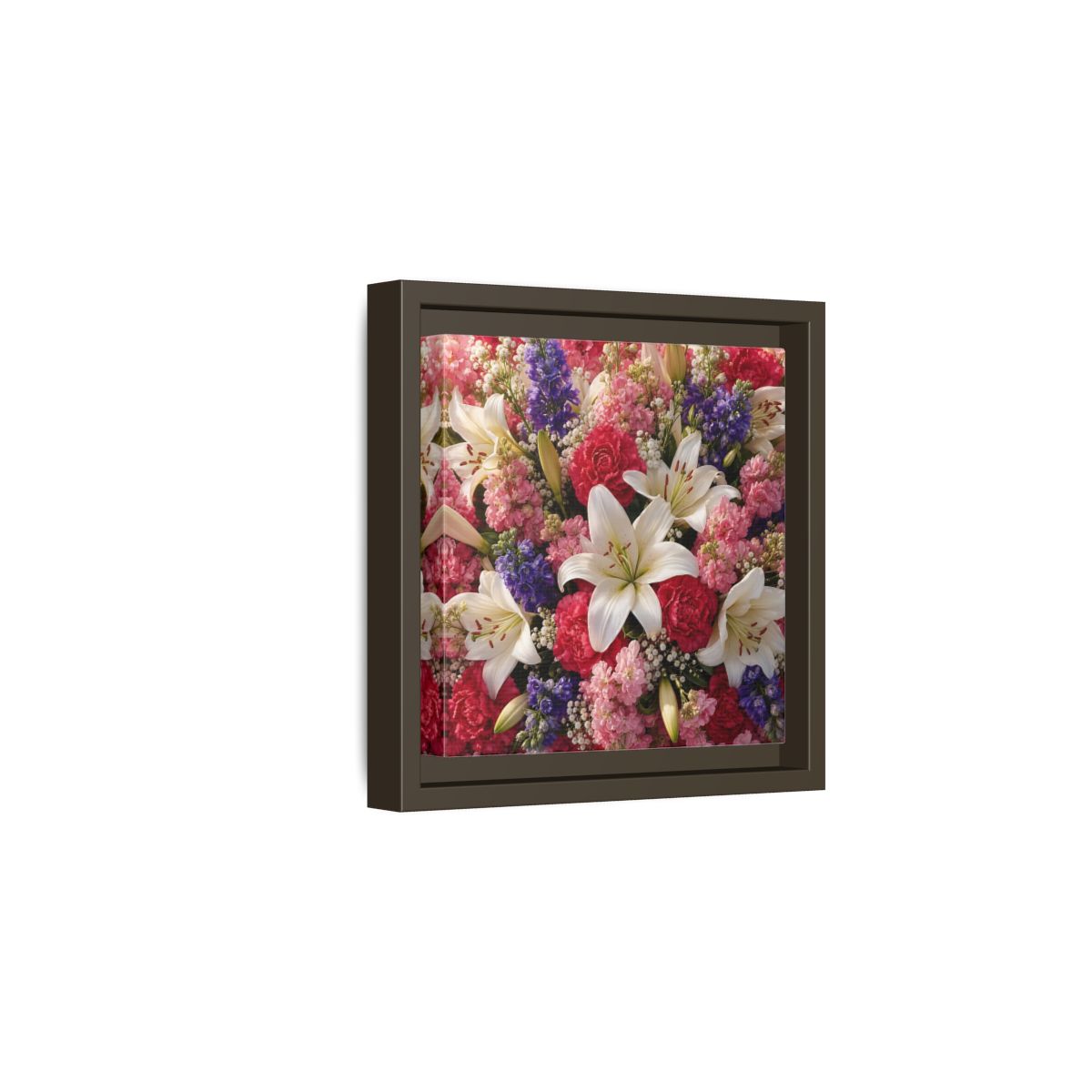 Side Mockup 2. Floral Flower Bouquet Vibrant Floral Bouquet shown as stretched canvas wall art