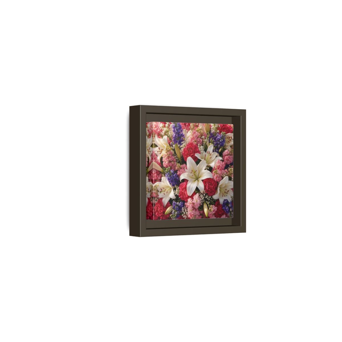 Side Mockup 23. Floral Flower Bouquet Vibrant Floral Bouquet shown as stretched canvas wall art
