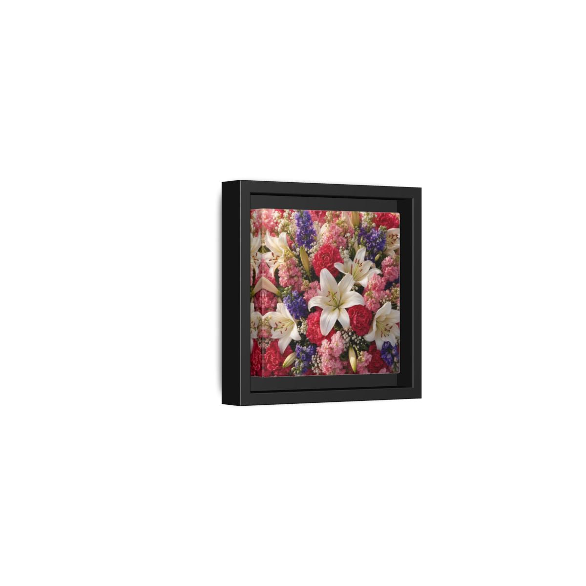 Side Mockup 24. Floral Flower Bouquet Vibrant Floral Bouquet shown as stretched canvas wall art