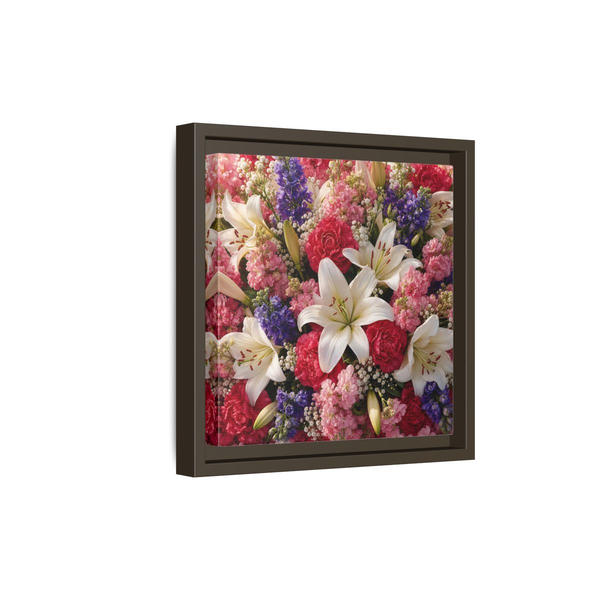 Side Mockup 20. Floral Flower Bouquet Vibrant Floral Bouquet shown as stretched canvas wall art