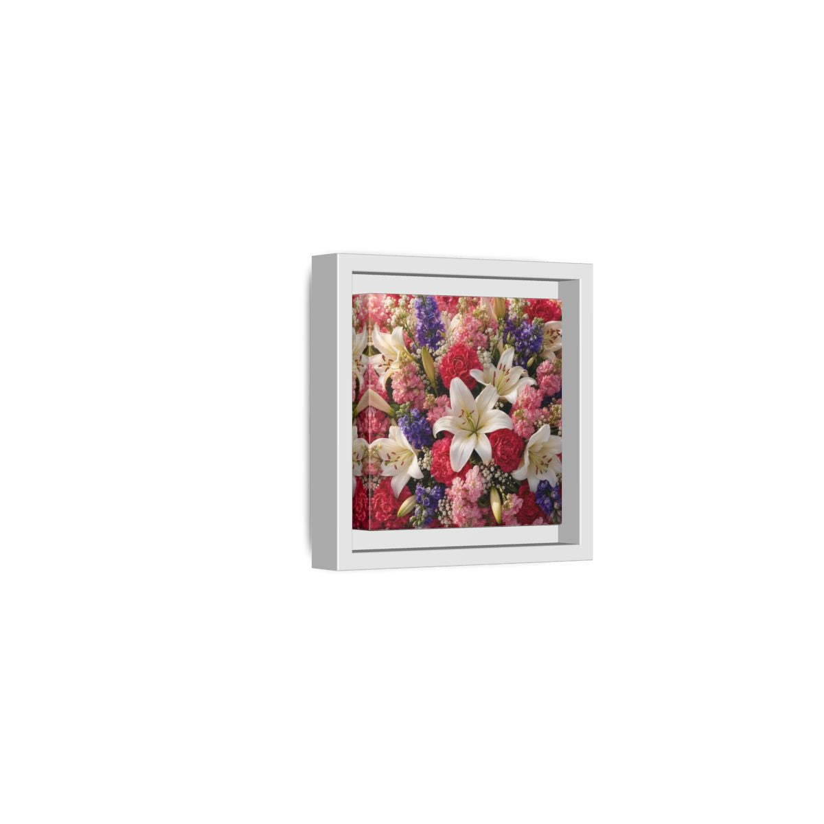 Side Mockup 22. Floral Flower Bouquet Vibrant Floral Bouquet shown as stretched canvas wall art