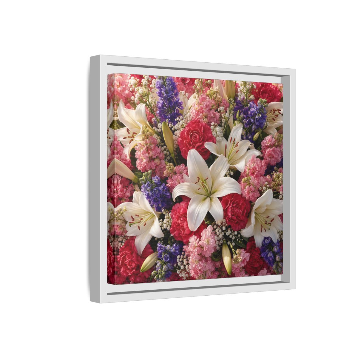 Side Mockup 16. Floral Flower Bouquet Vibrant Floral Bouquet shown as stretched canvas wall art