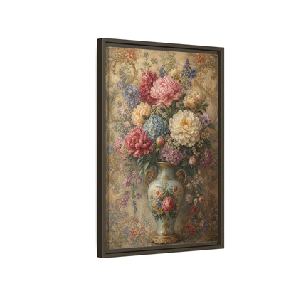 Floral Flower Bouquet Vintage Art Framed Canvas Wall Print Framed Canvas Wall Art - Living Room, Above Sofa shown as canvas wall art