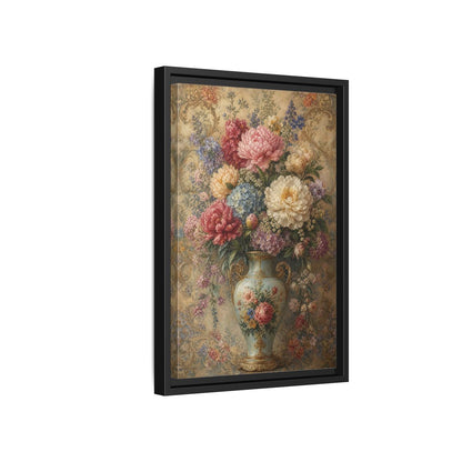 Floral Flower Bouquet Vintage Art Framed Canvas Wall Print Framed Canvas Wall Art - Living Room, Above Sofa shown as canvas wall art