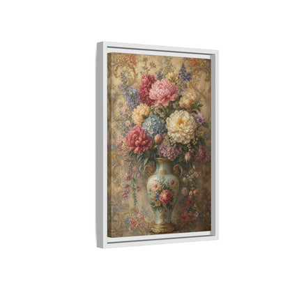 Floral Flower Bouquet Vintage Art Framed Canvas Wall Print Framed Canvas Wall Art - Living Room, Above Sofa shown as canvas wall art