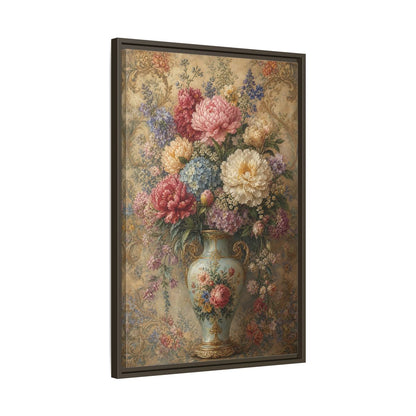 Floral Flower Bouquet Vintage Art Framed Canvas Wall Print Framed Canvas Wall Art - Living Room, Above Sofa shown as canvas wall art