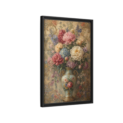 Floral Flower Bouquet Vintage Art Framed Canvas Wall Print Framed Canvas Wall Art - Living Room, Above Sofa shown as canvas wall art