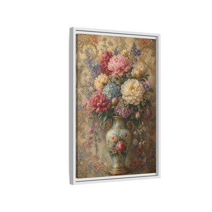 Floral Flower Bouquet Vintage Art Framed Canvas Wall Print Framed Canvas Wall Art - Living Room, Above Sofa shown as canvas wall art
