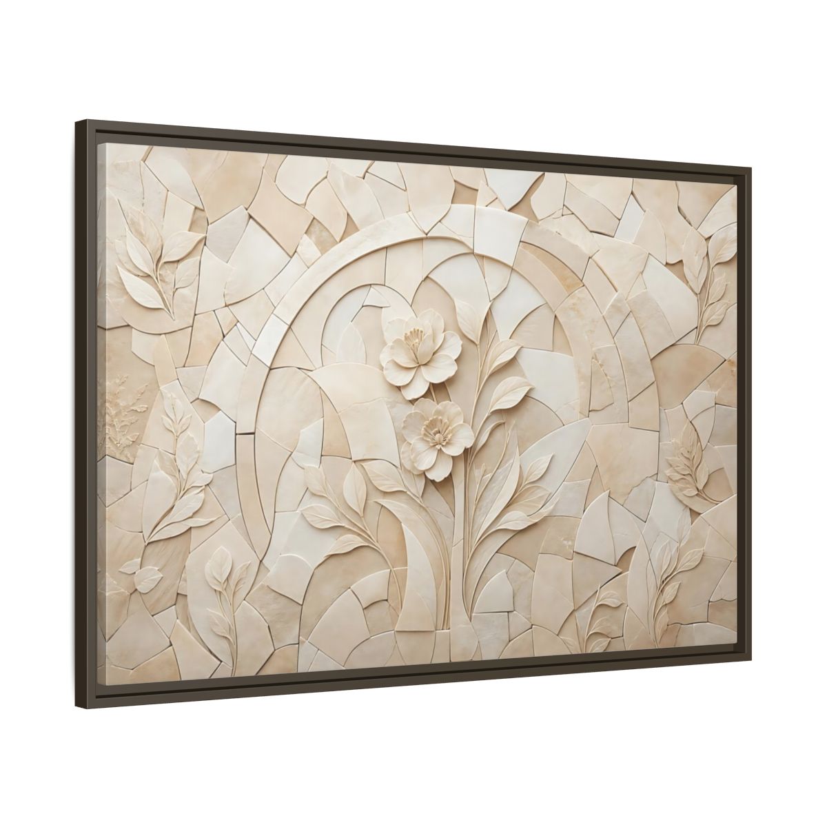 Main Mockup. Floral Flowers Beige Floral shown as stretched canvas wall art