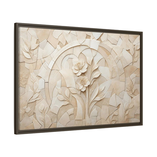 Main Mockup. Floral Flowers Beige Floral shown as stretched canvas wall art