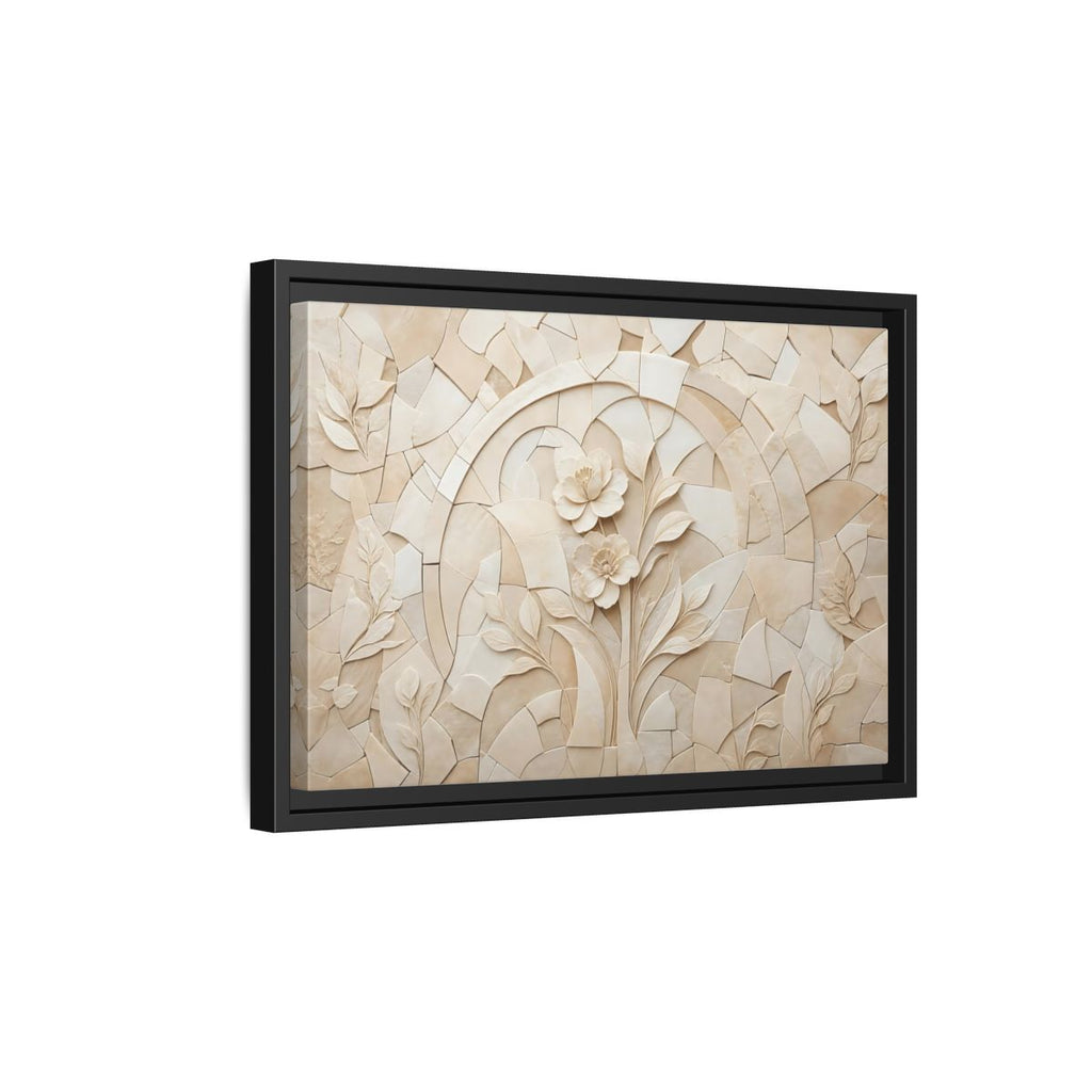 Side Mockup 6. Floral Flowers Beige Floral shown as stretched canvas wall art