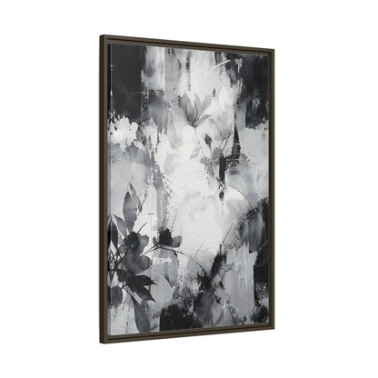 Main Mockup. Floral Flowers Black And White Floral shown as stretched canvas wall art