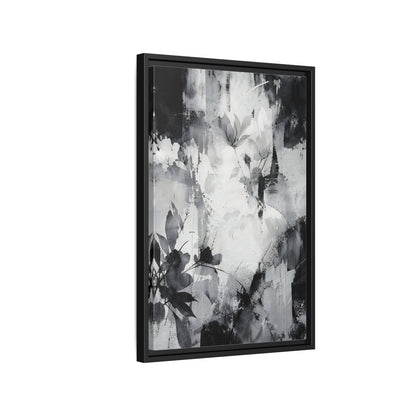 Side Mockup 3. Floral Flowers Black And White Floral shown as stretched canvas wall art