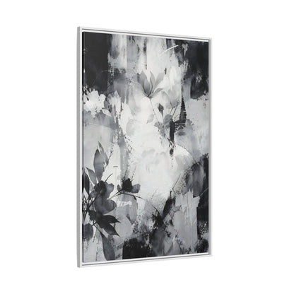 Side Mockup 7. Floral Flowers Black And White Floral shown as stretched canvas wall art