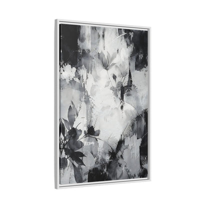 Side Mockup 9. Floral Flowers Black And White Floral shown as stretched canvas wall art