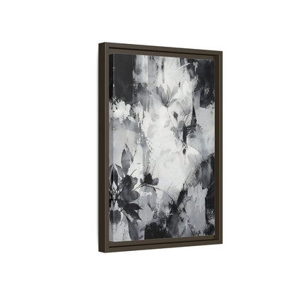 Side Mockup 5. Floral Flowers Black And White Floral shown as stretched canvas wall art