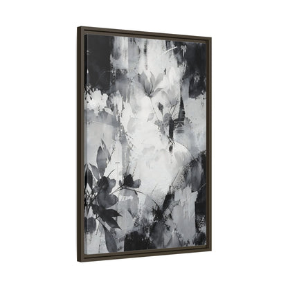 Side Mockup 11. Floral Flowers Black And White Floral shown as stretched canvas wall art