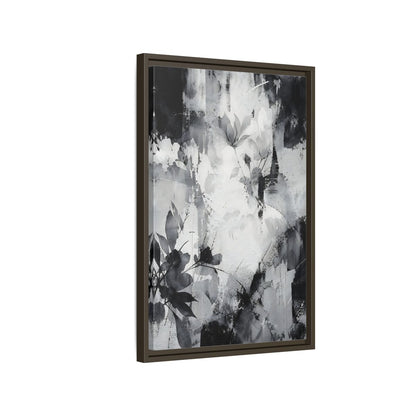 Side Mockup 2. Floral Flowers Black And White Floral shown as stretched canvas wall art