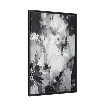 Side Mockup 13. Floral Flowers Black And White Floral shown as stretched canvas wall art