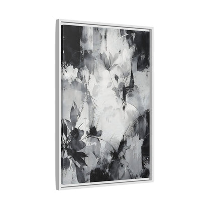 Side Mockup 10. Floral Flowers Black And White Floral shown as stretched canvas wall art