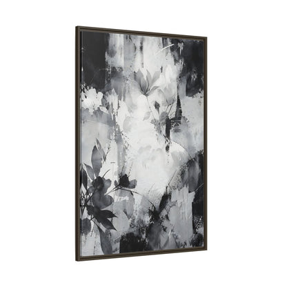 Side Mockup 8. Floral Flowers Black And White Floral shown as stretched canvas wall art