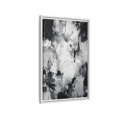 Side Mockup 1. Floral Flowers Black And White Floral shown as stretched canvas wall art