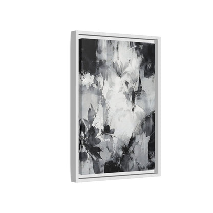 Side Mockup 4. Floral Flowers Black And White Floral shown as stretched canvas wall art