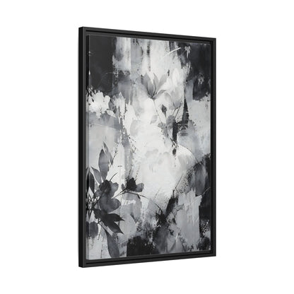 Side Mockup 14. Floral Flowers Black And White Floral shown as stretched canvas wall art
