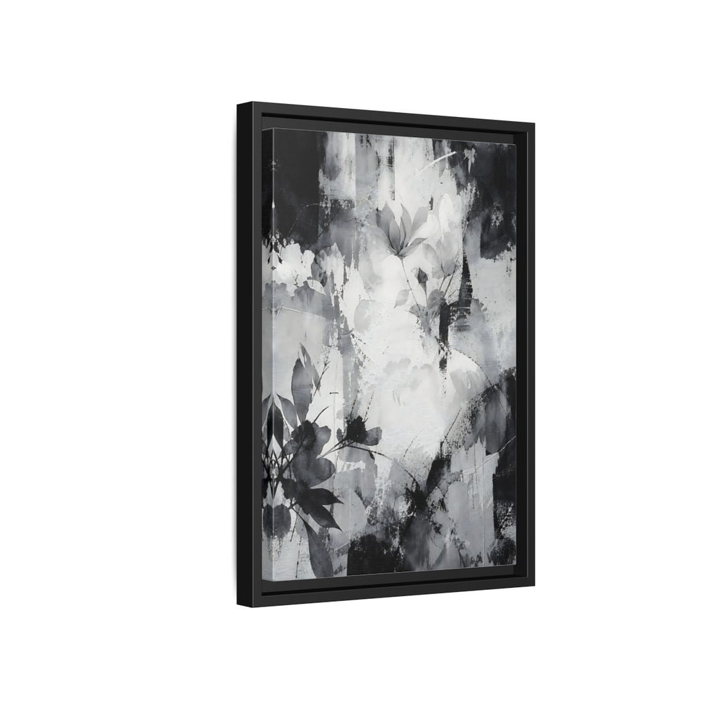 Side Mockup 6. Floral Flowers Black And White Floral shown as stretched canvas wall art