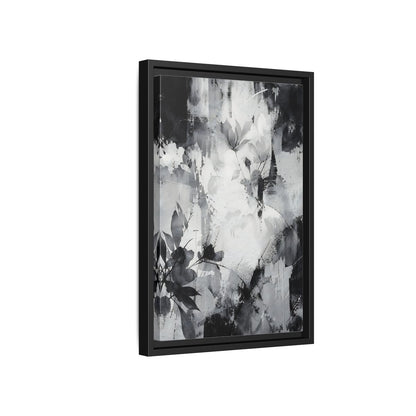 Side Mockup 6. Floral Flowers Black And White Floral shown as stretched canvas wall art