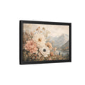 Side Mockup 6. Floral Flowers Muted Floral Landscape shown as stretched canvas wall art