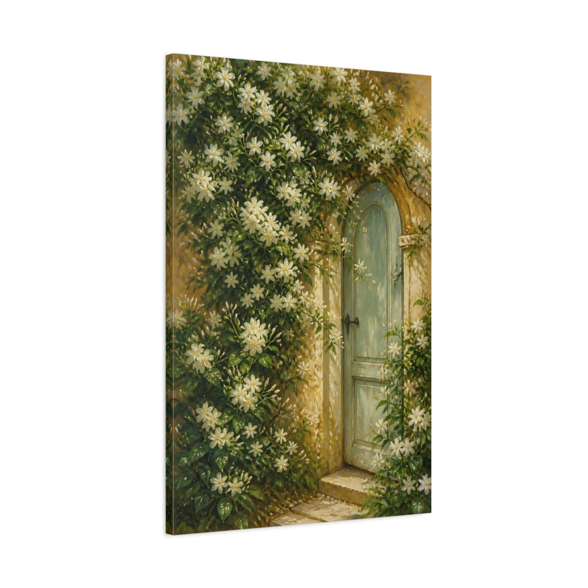 Main Mockup. Floral Garden Door shown as canvas print