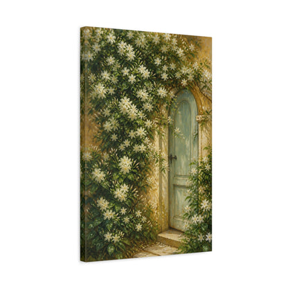 Side Mockup 3. Floral Garden Door shown as canvas print