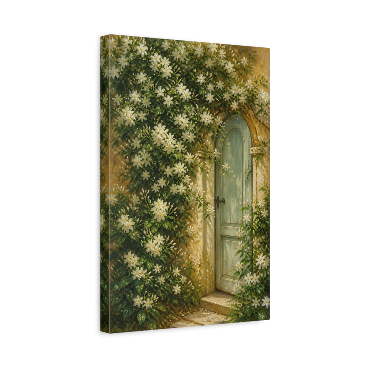 Side Mockup 4. Floral Garden Door shown as canvas print