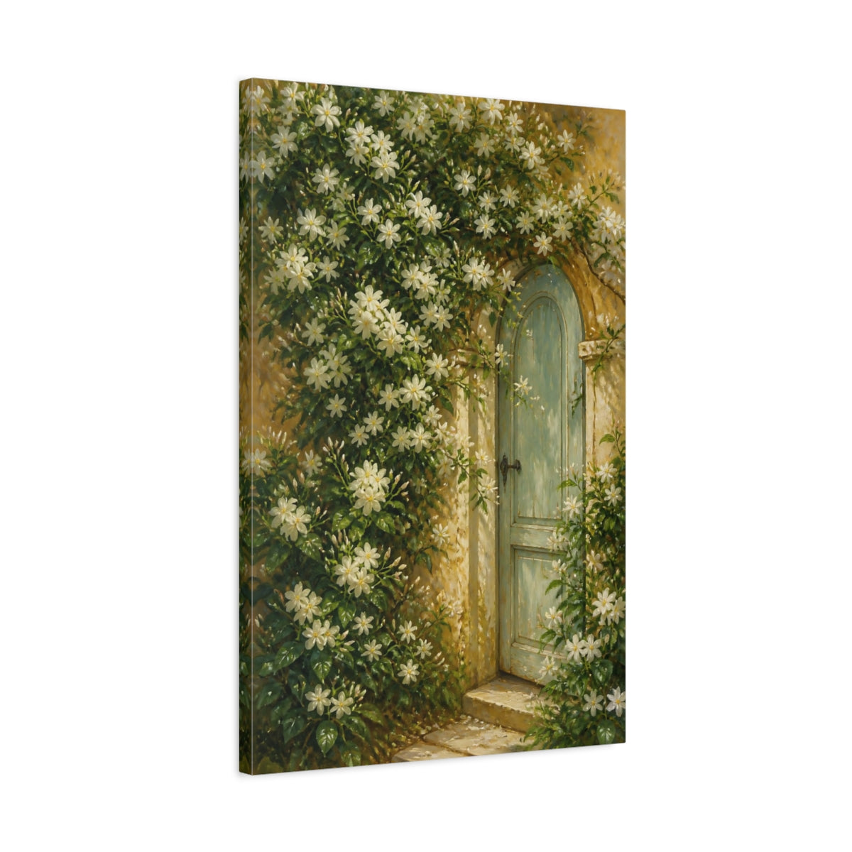 Side Mockup 2. Floral Garden Door shown as canvas print