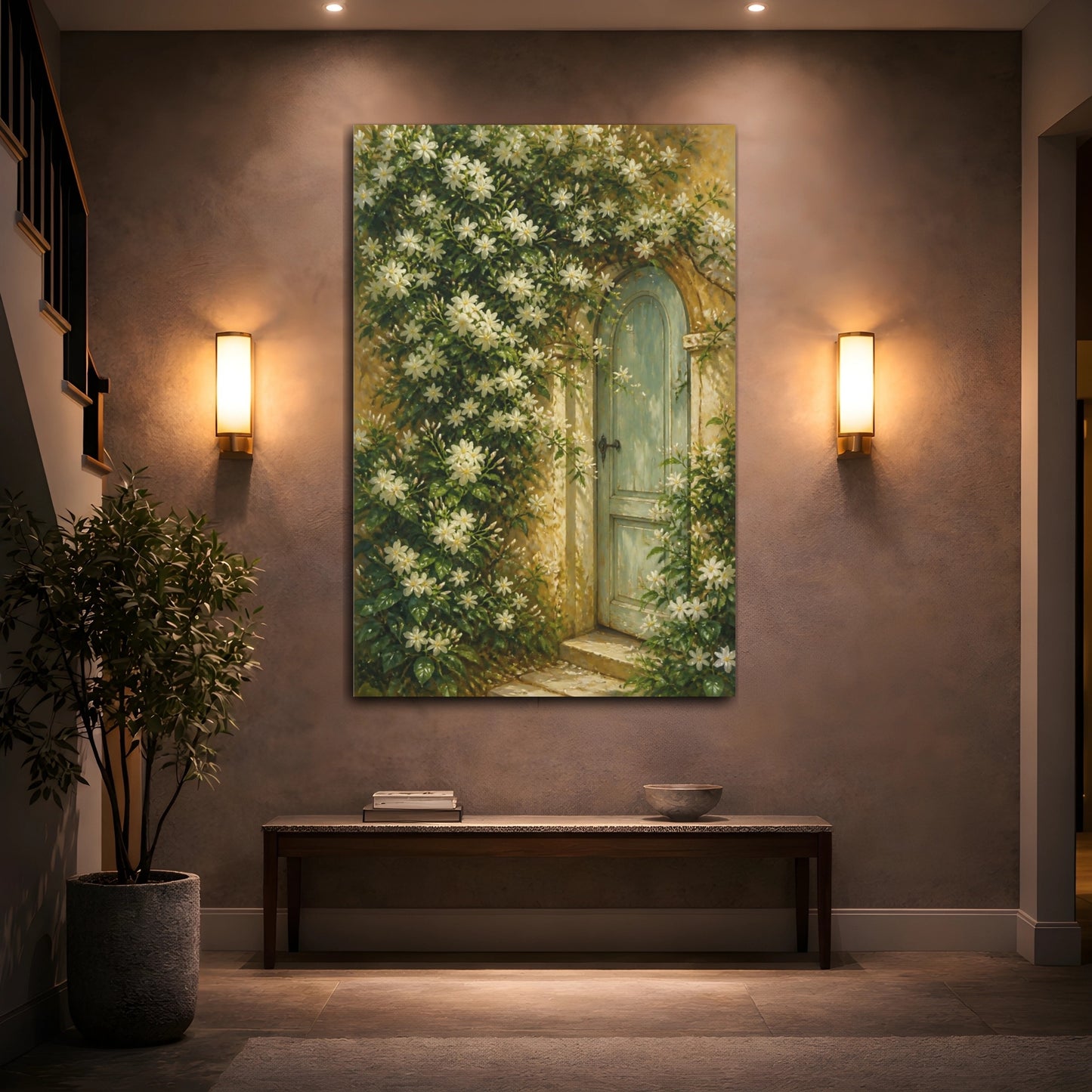 Mockup 2. Floral Garden Door shown as canvas print