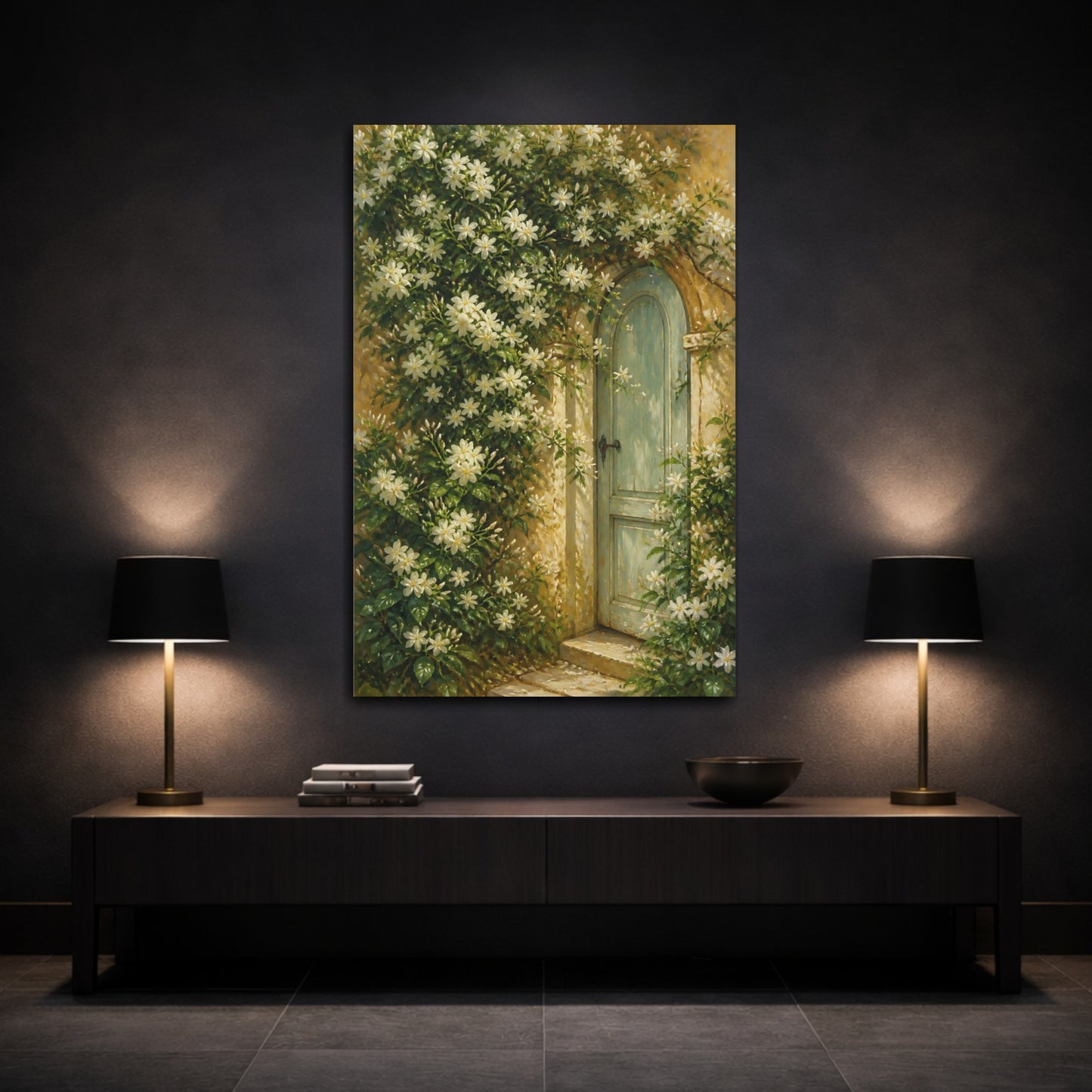 Mockup 3. Floral Garden Door shown as canvas print