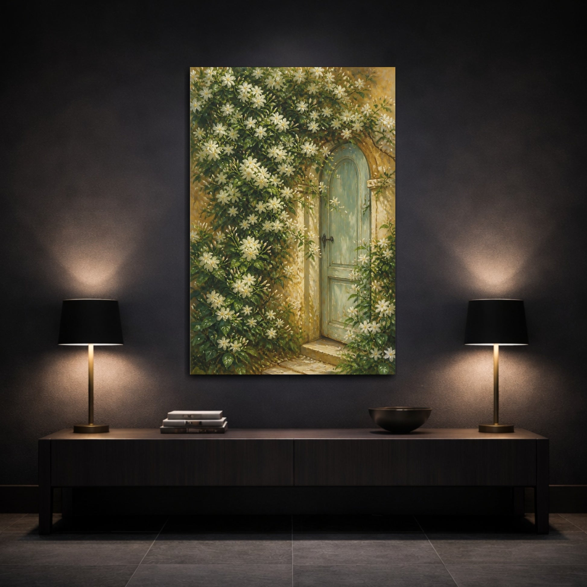 Mockup 3. Floral Garden Door shown as canvas print