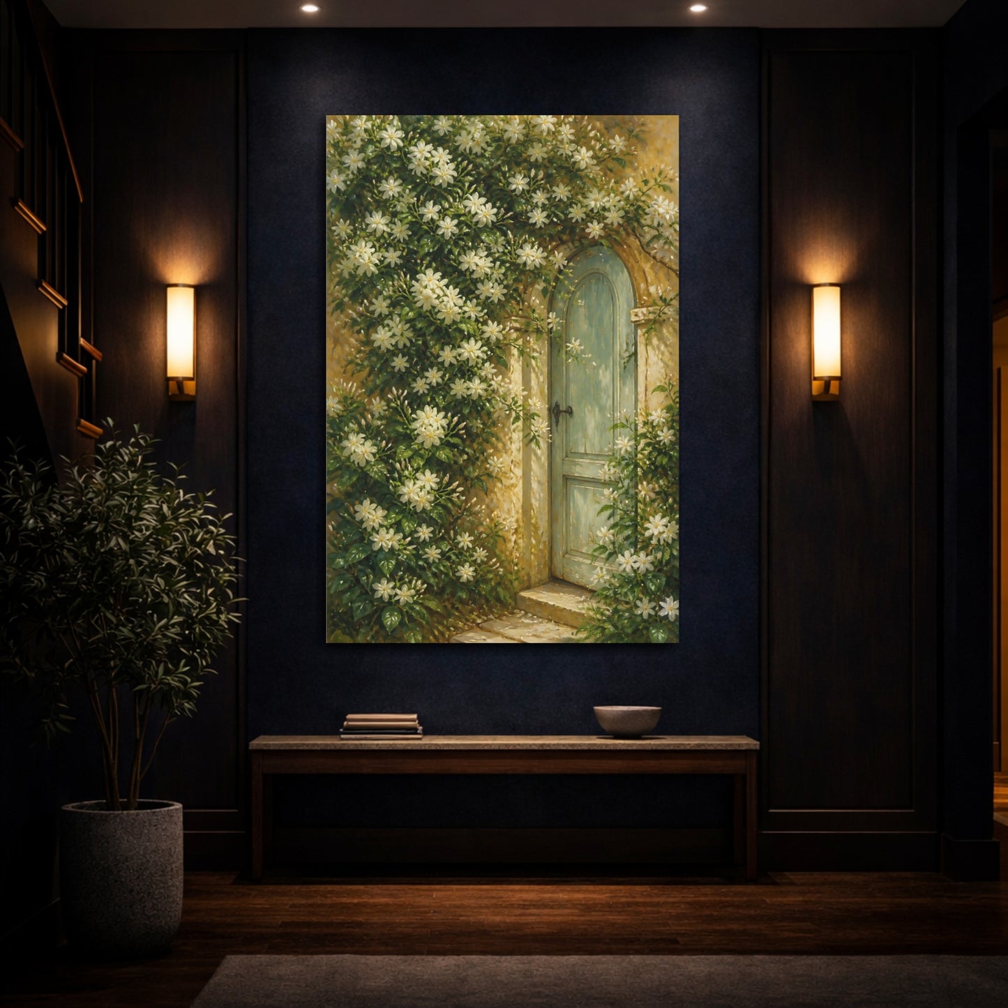 Mockup 4. Floral Garden Door shown as canvas print