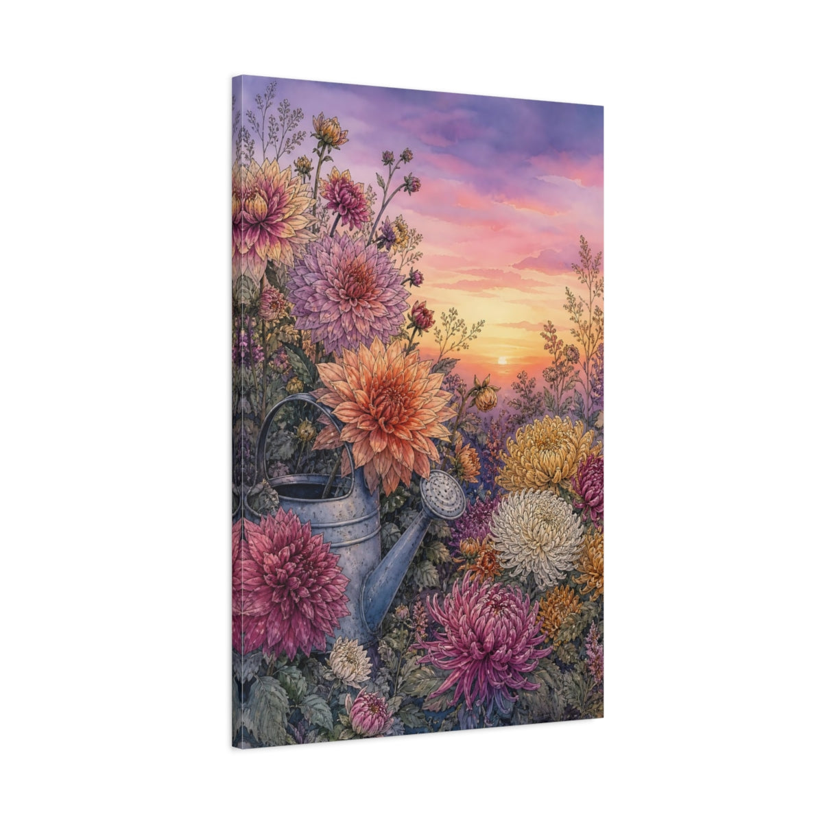 Main Mockup. Floral Garden Flowers Floral Sunset Garden shown as stretched canvas wall art