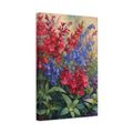 Side Mockup 4. Floral Garden Flowers Red Blue Flowers shown as stretched canvas wall art